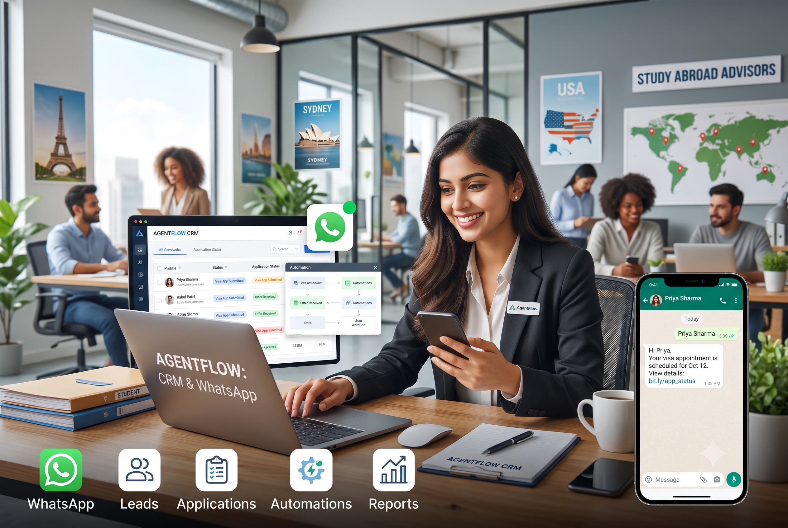 CRM Software for Study Abroad Agents with WhatsApp Automation